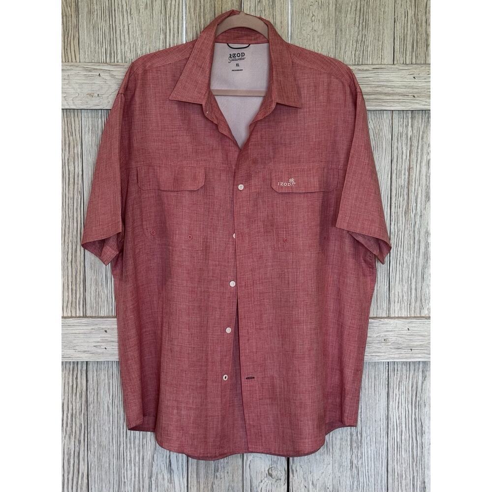 Izod Saltwater Rapture Rose Sunshield Short Sleeve Men’s Shirt XL Vented Beach